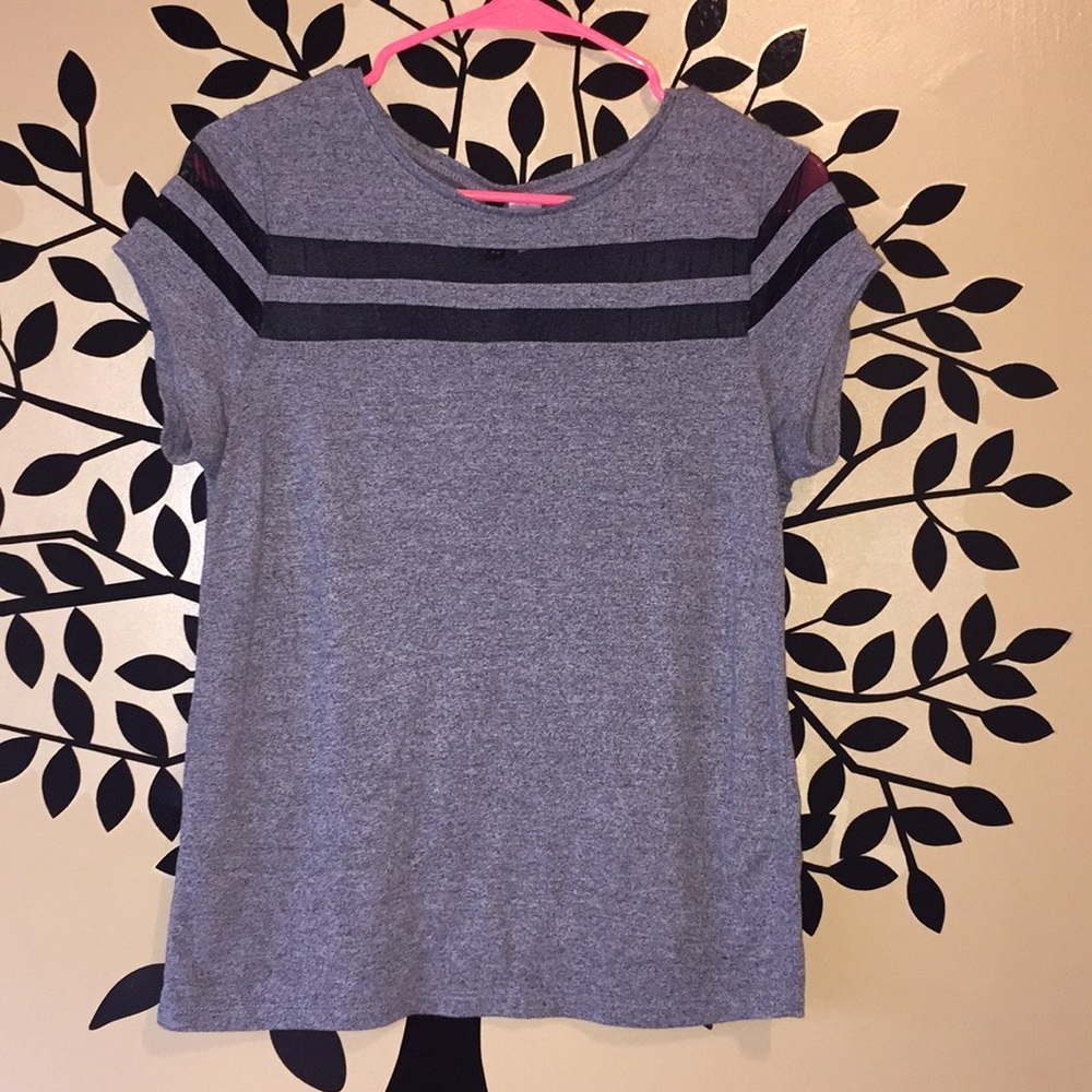 Gray Tee With Black Mesh